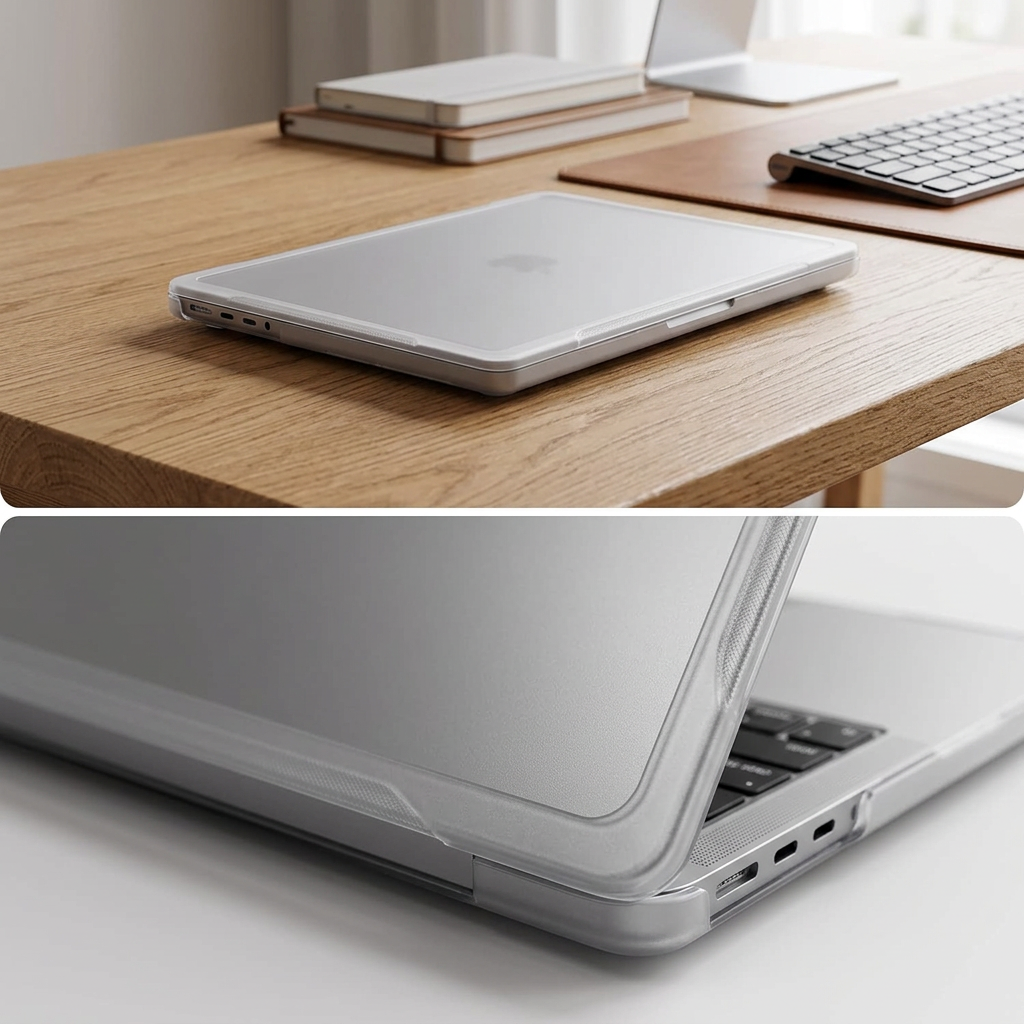 COLOUR:Translucent - close view showing the clear shell over the laptop lid