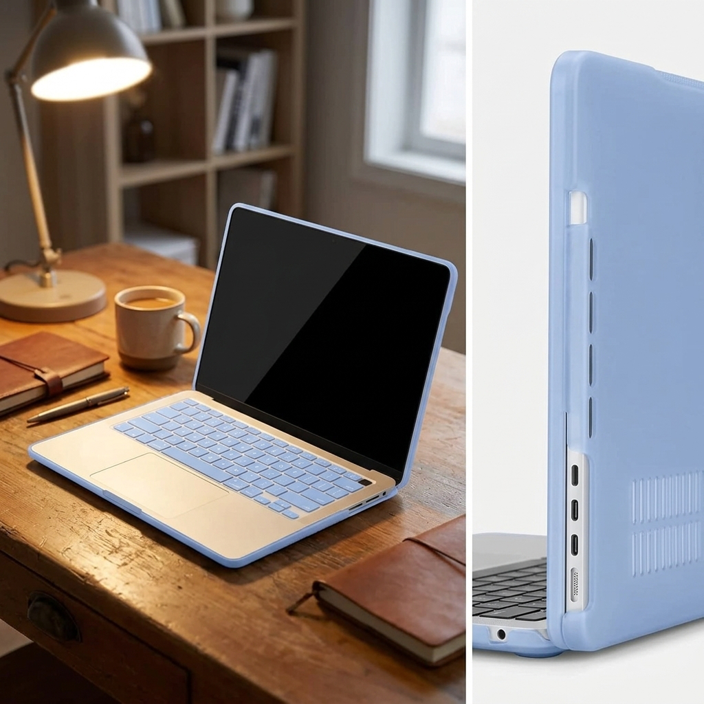 COLOUR:Air Blue - side-on view showing shell thickness and port cutouts