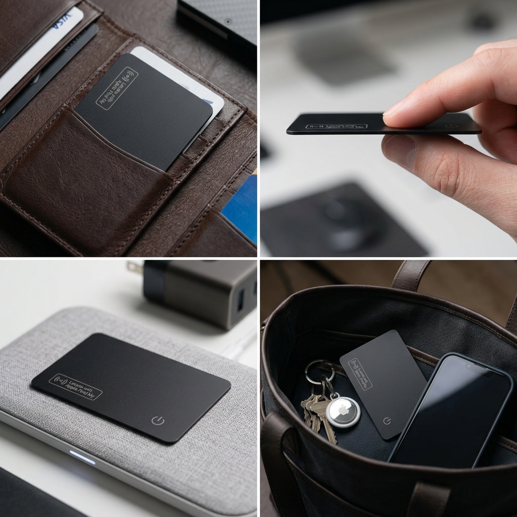 Tracker card slipped into a wallet card slot