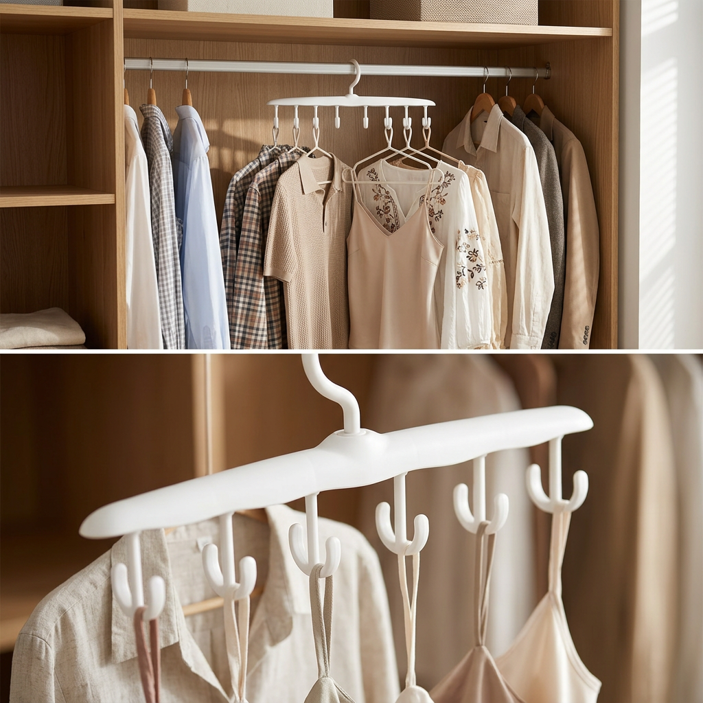COLOUR:White - rotating hanger in an open wardrobe loaded with shirts