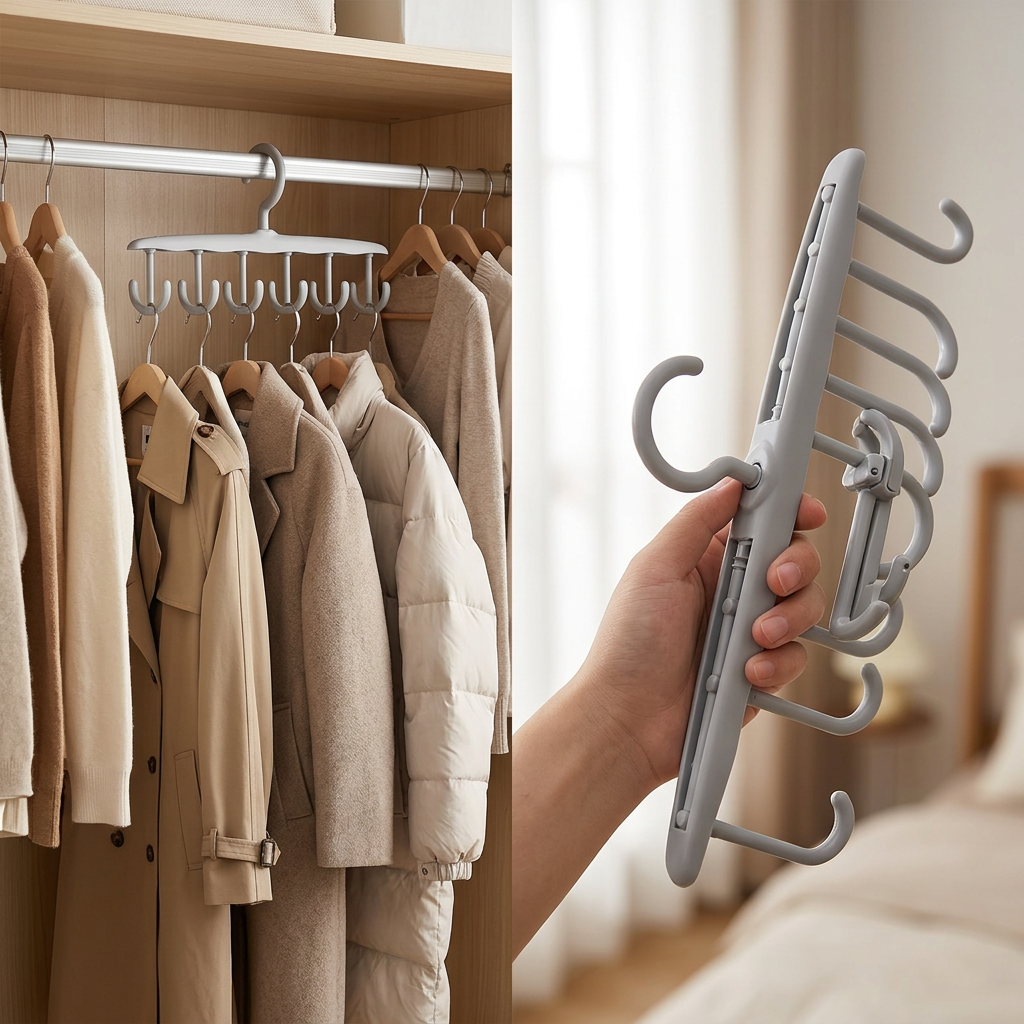 COLOUR:gray - hanger held in a hand showing scale and folding arms