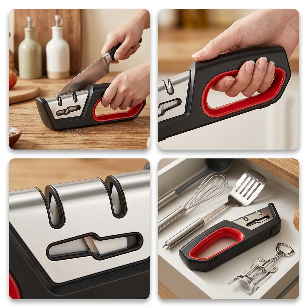 Sharpener stored in a kitchen drawer