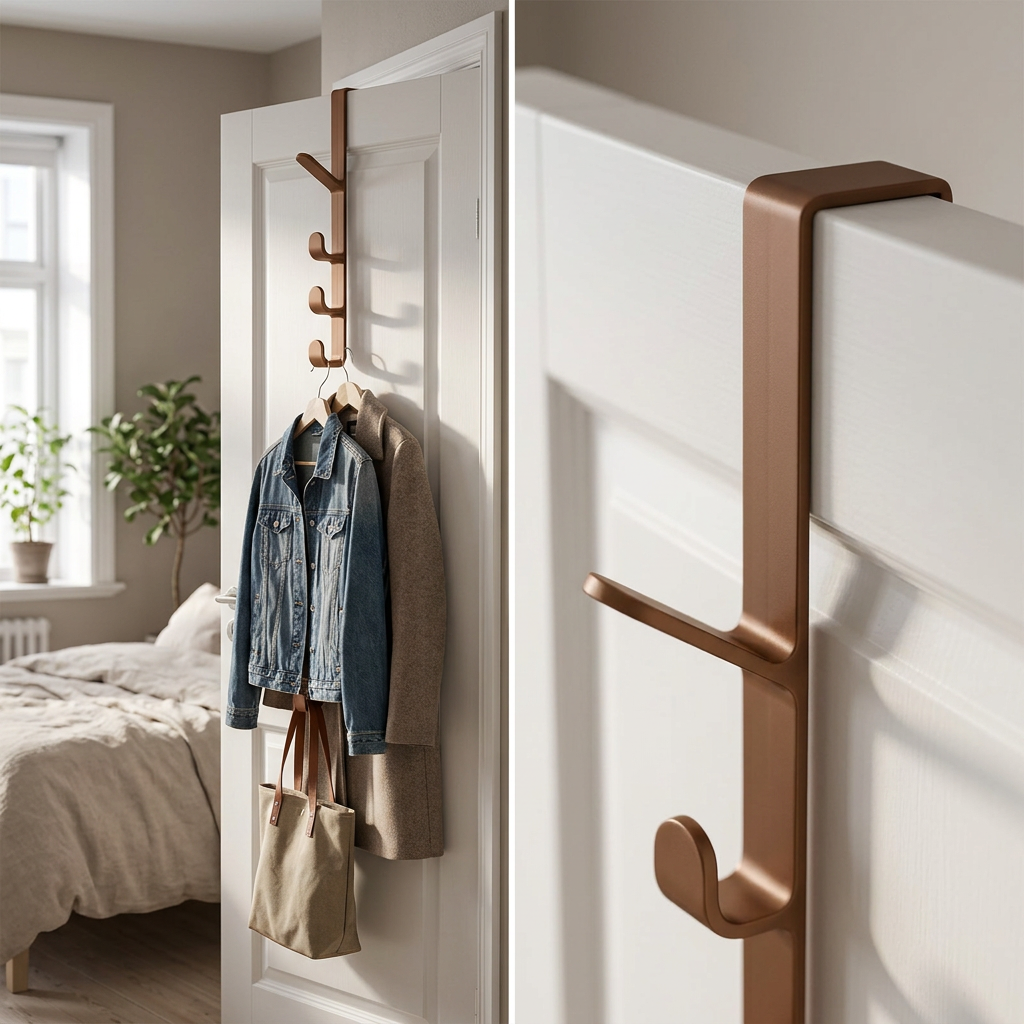 COLOUR:brown - close view of the hook gripping the door top