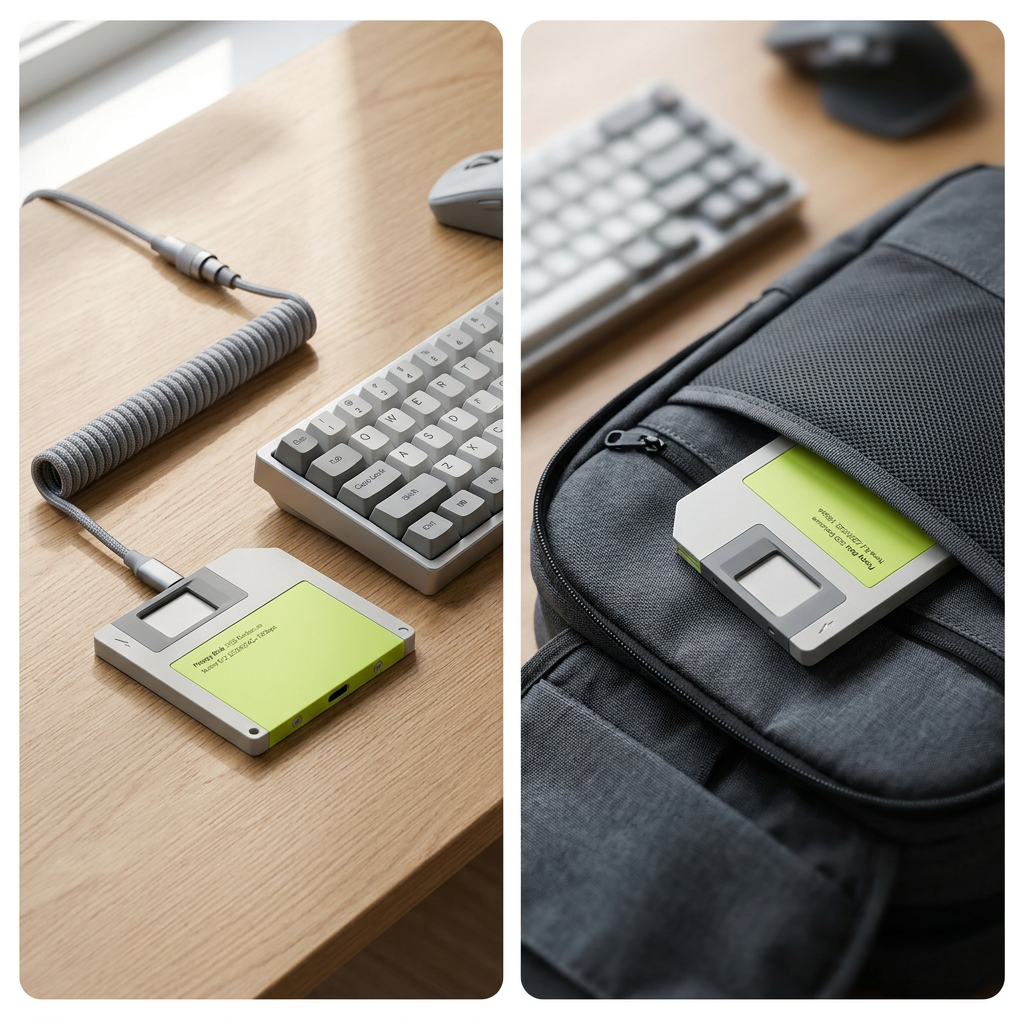 COLOUR:Green - enclosure tucked into a bag pocket