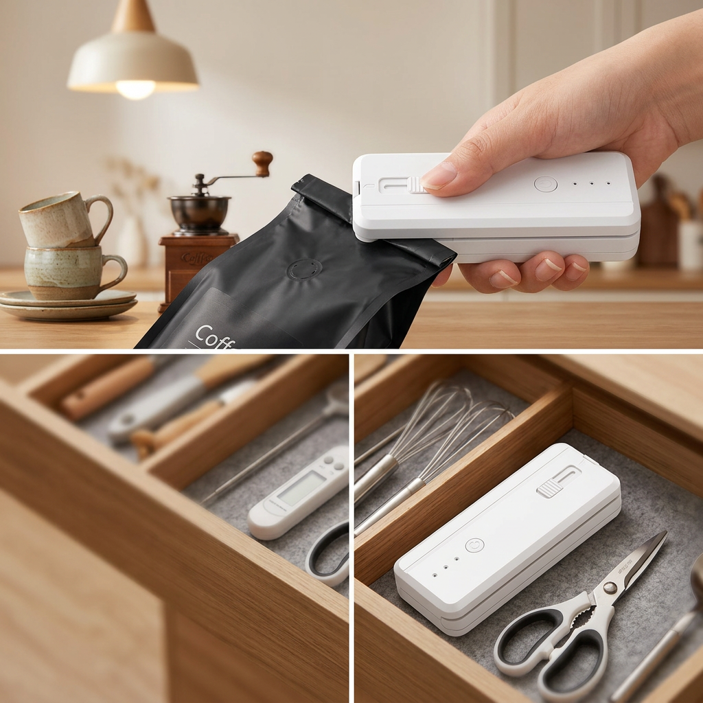 COLOUR:WHITE - sealer stored in a kitchen drawer with other small tools