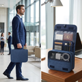 COLOUR:Blue - Oxford storage bag carried by the handle in a business setting