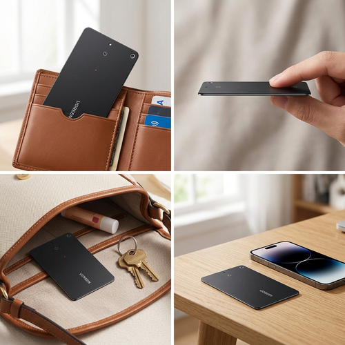 Wallet finder card slipped into a wallet card slot