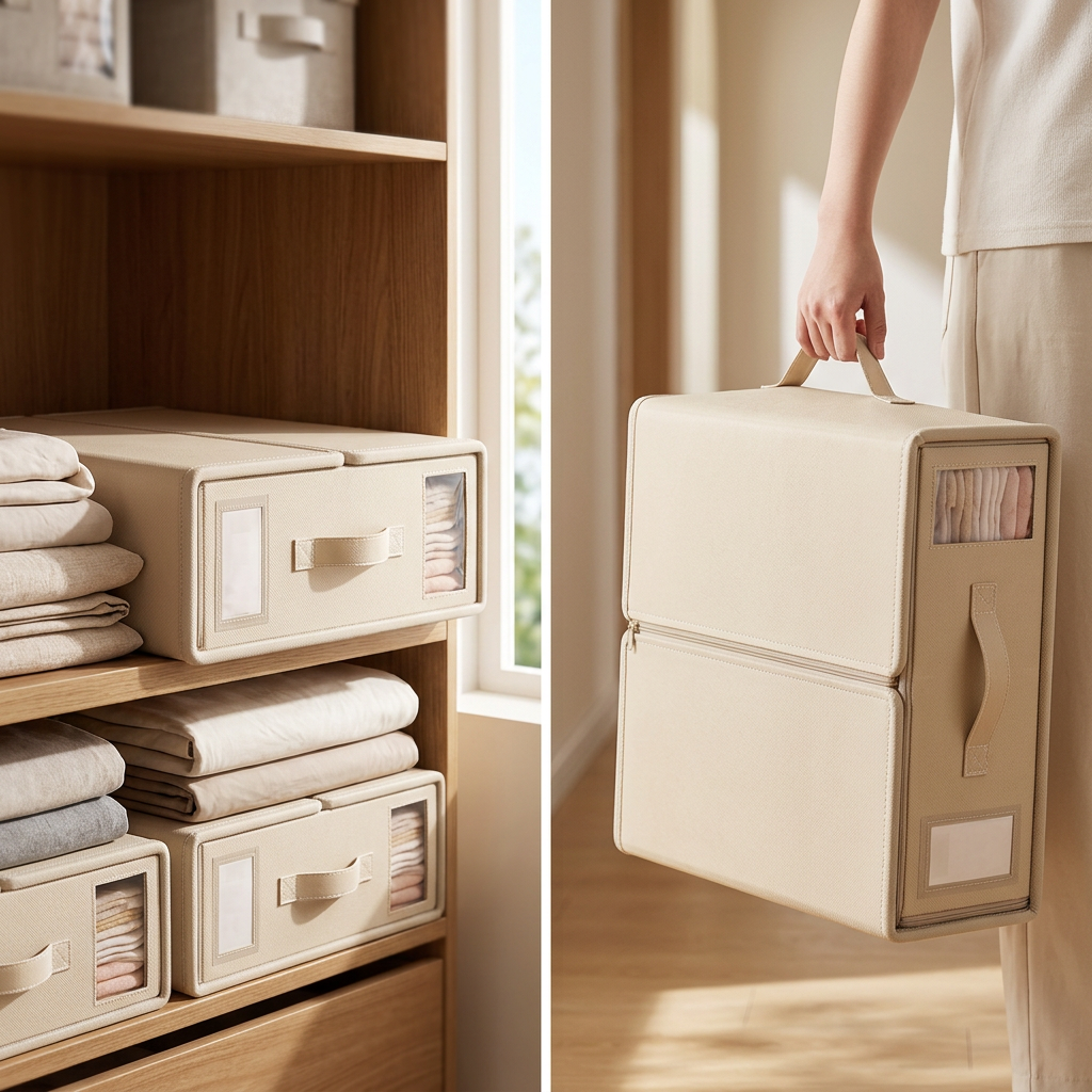 COLOUR:Beige zipper - storage bag carried by the handles