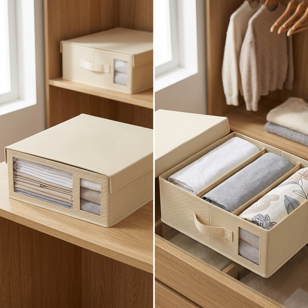 COLOUR:Beige A - organiser lid open showing the divided interior