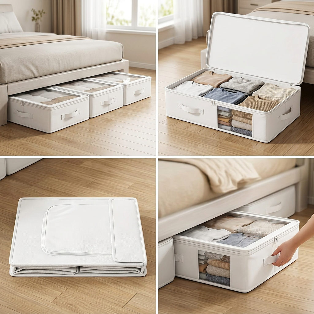 Storage box folded flat showing how it collapses