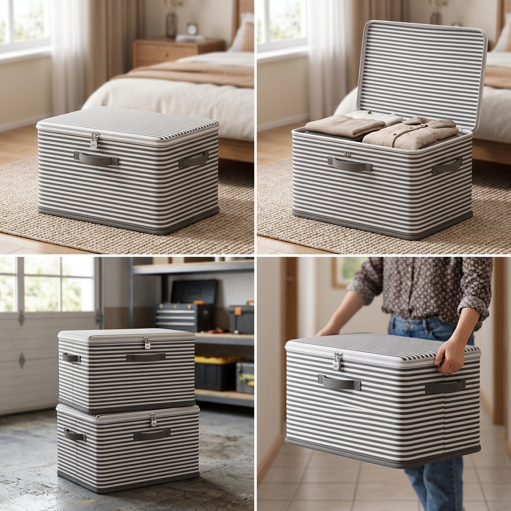 Lockable storage box being carried by the side handles