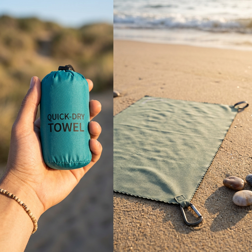 COLOUR:Towel 40x80cm Green - towel spread out on a beach