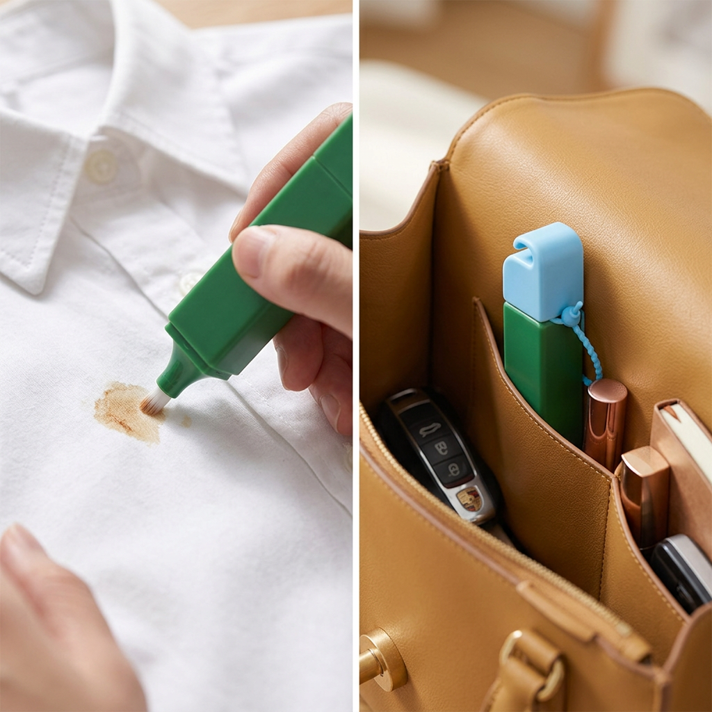 COLOUR:Green - degreasing pen carried in a handbag pocket