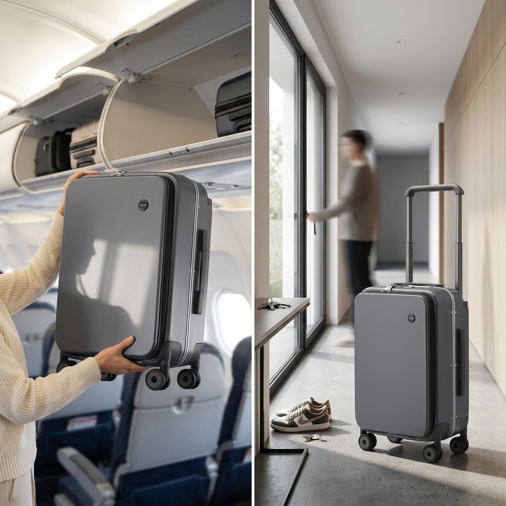 COLOUR:Rock gray - suitcase standing in a modern hallway ready to leave