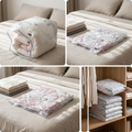 Cubic vacuum bag filled with a duvet before compression
