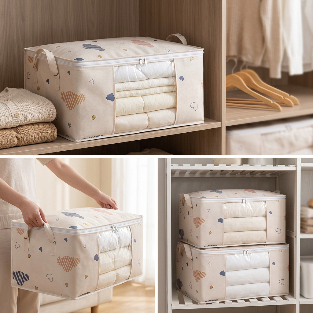 COLOUR:Large Beige - storage bag carried by the reinforced handles