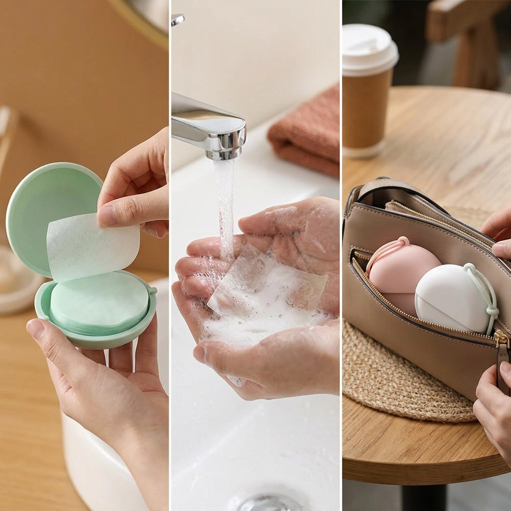 Soap sheet foaming under running water