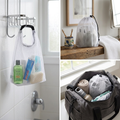 COLOUR:S-WHITE - mesh toiletry bag hanging in a shower with toiletries visible