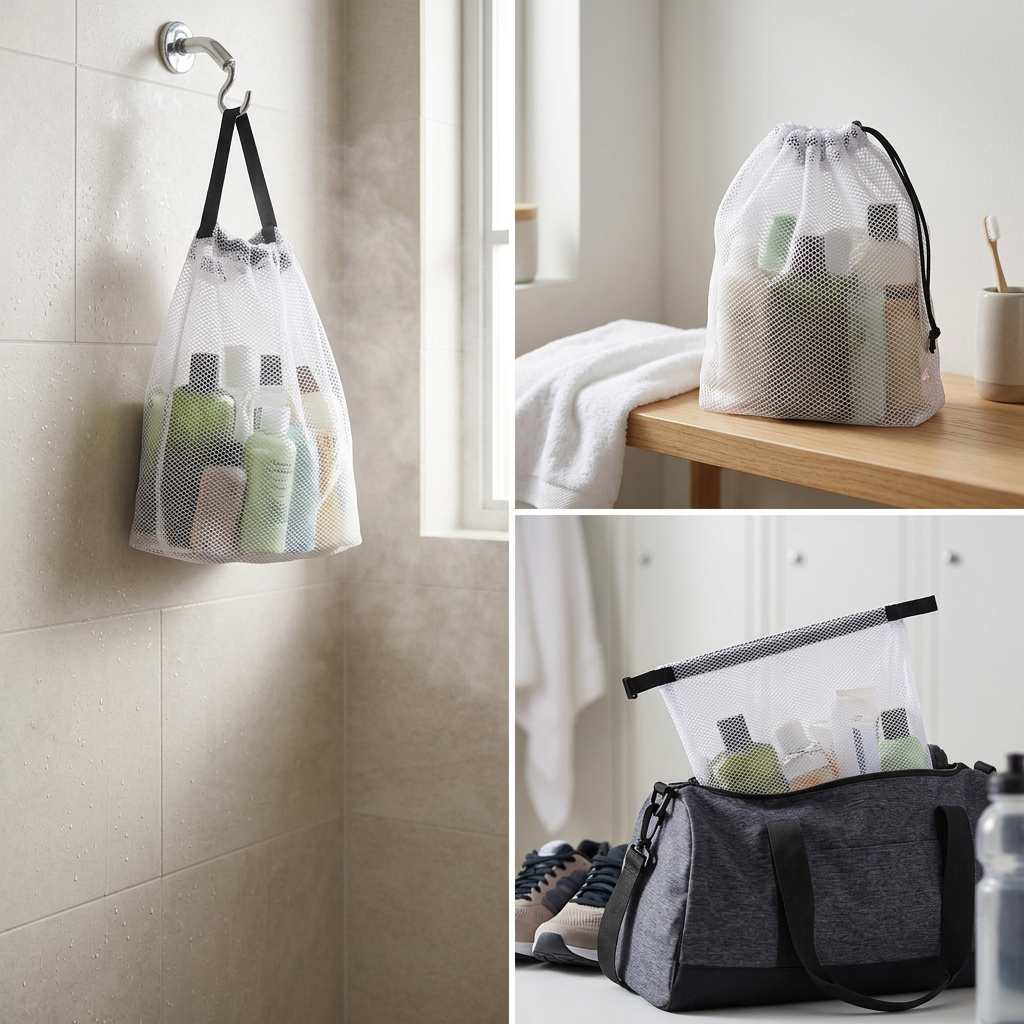 COLOUR:S-WHITE - mesh bag packed into a gym bag