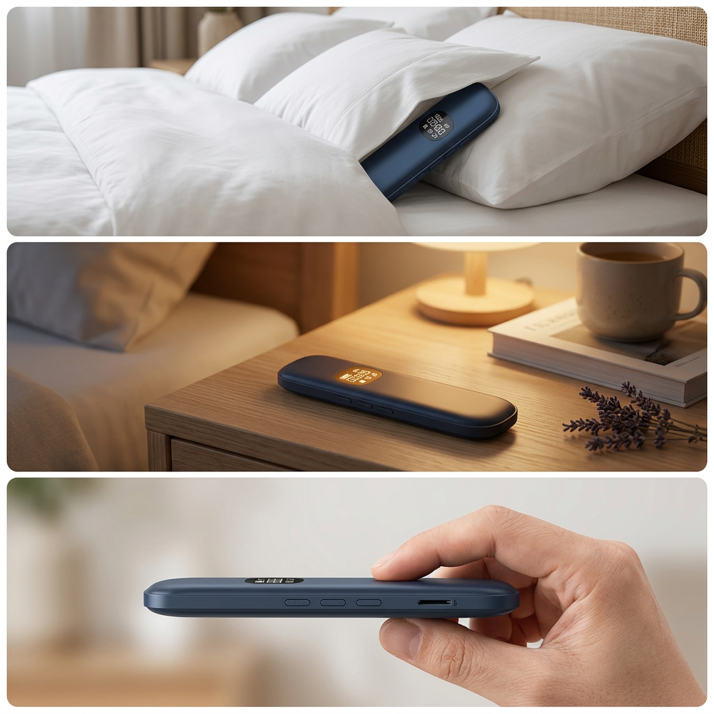 Speaker held in a hand showing how flat it is