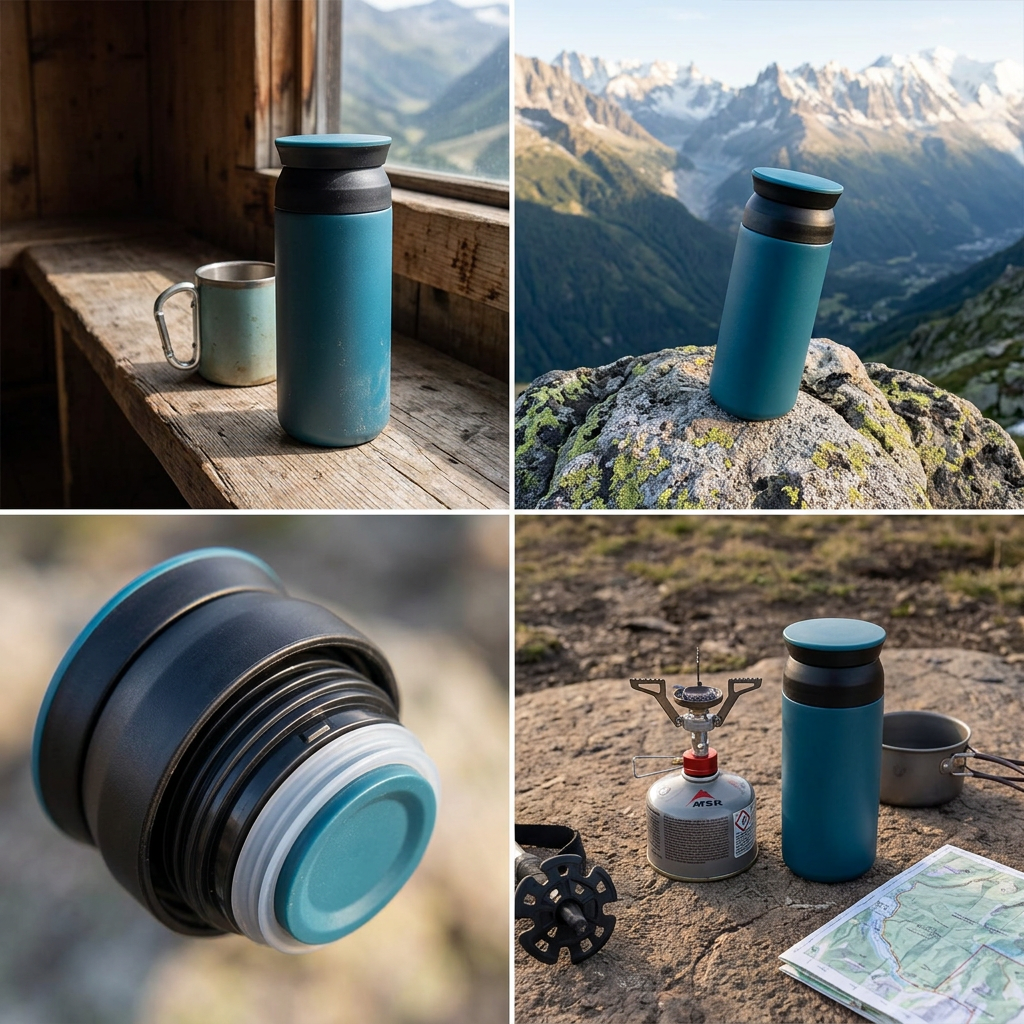 Thermos flask shown in four further scenes