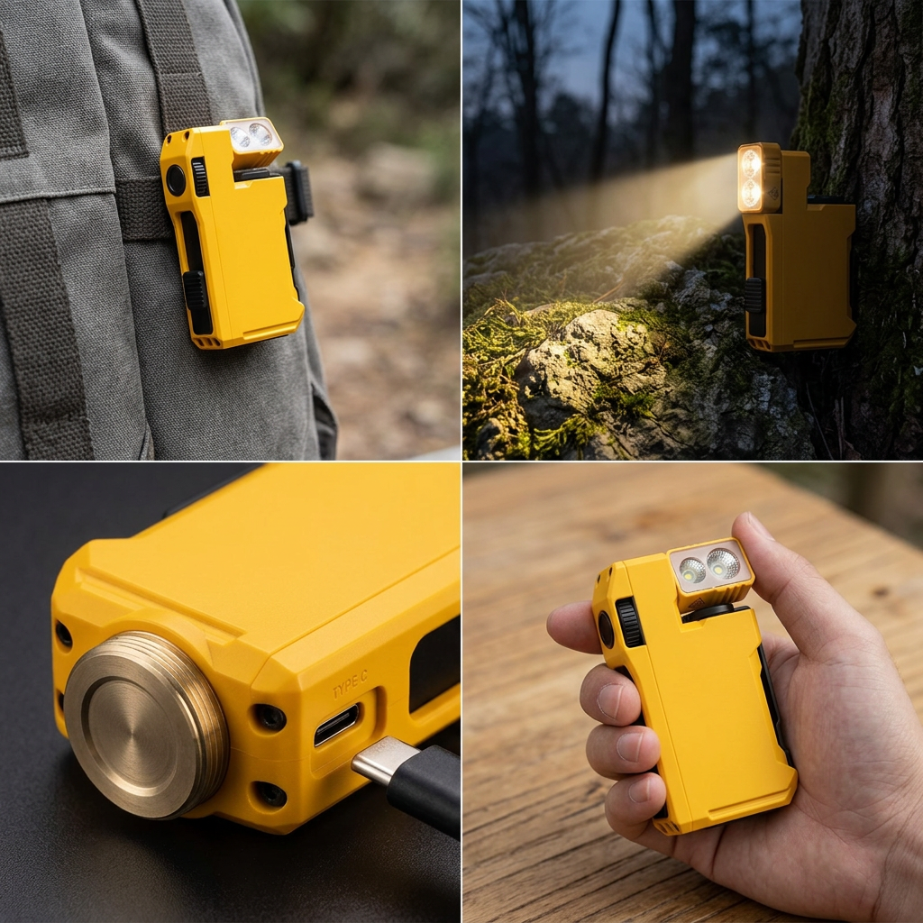 Compact torch shown in four use scenes