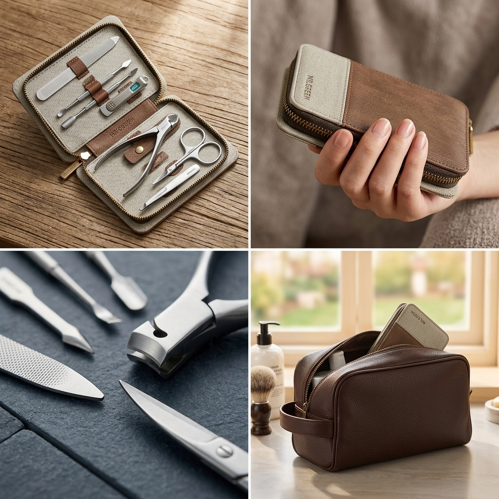 Manicure set shown in four scenes
